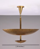 6 Lights Elegant Disc Pendant Ceiling Light Raw Brass finish Chandelier Lamp Fixture by Brass Leaf Studio 32373