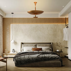 Brass Leaf Studio Industrial Brass Made, 6 Lights Elegant Disc Pendant Ceiling Light Raw Brass Finish Chandelier Lamp Fixture, No Shadow, Ambient, Upward Light