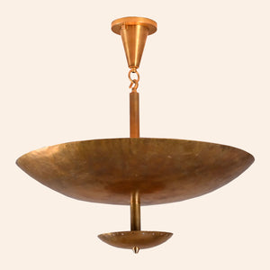 Brass Leaf Studio Industrial Brass Made, 6 Lights Elegant Disc Pendant Ceiling Light Raw Brass Finish Chandelier Lamp Fixture, No Shadow, Ambient, Upward Light