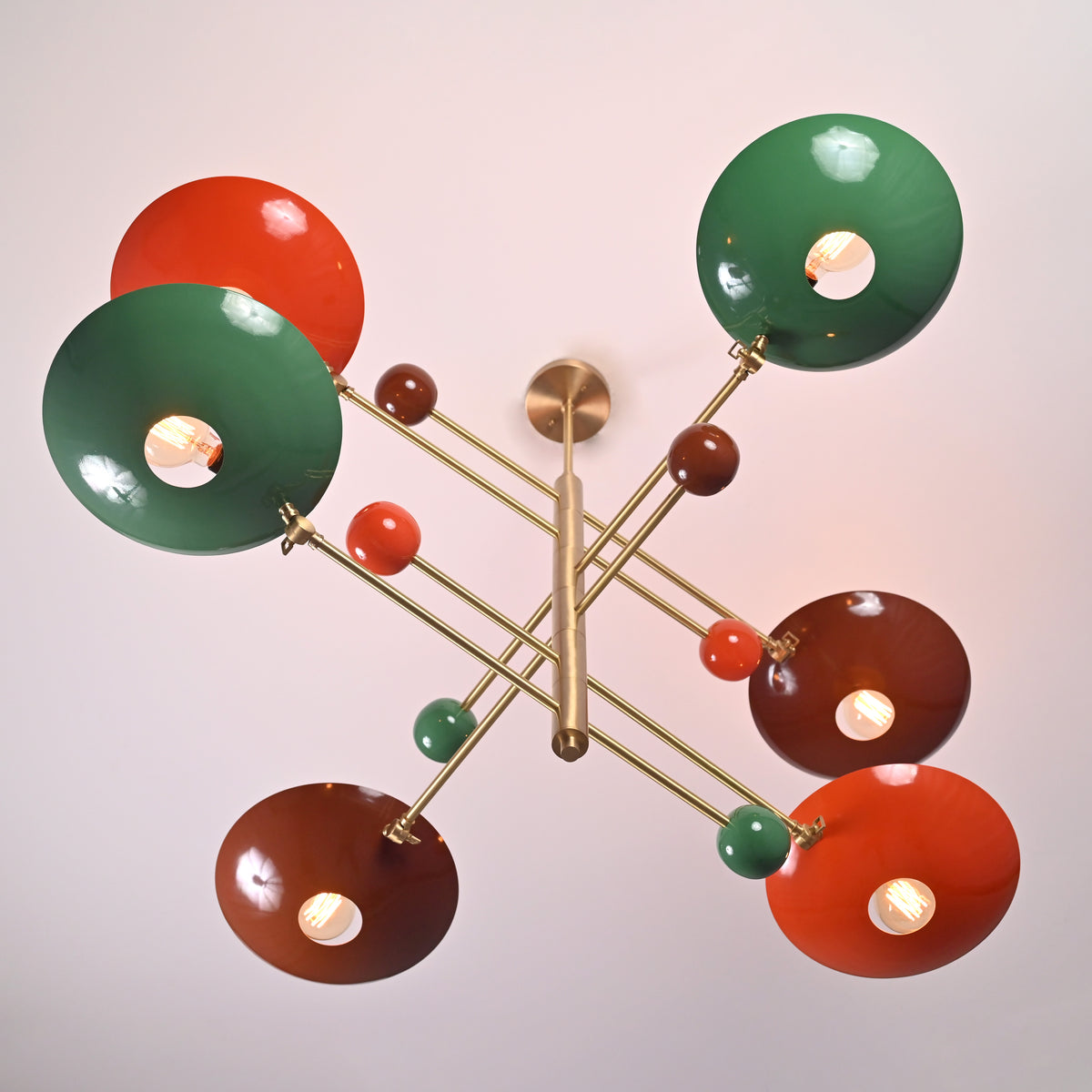 Mid-Century Modern Brass Chandelier | Custom Color Options 50” x 37” | Ceiling Uplight Fixture - 32374