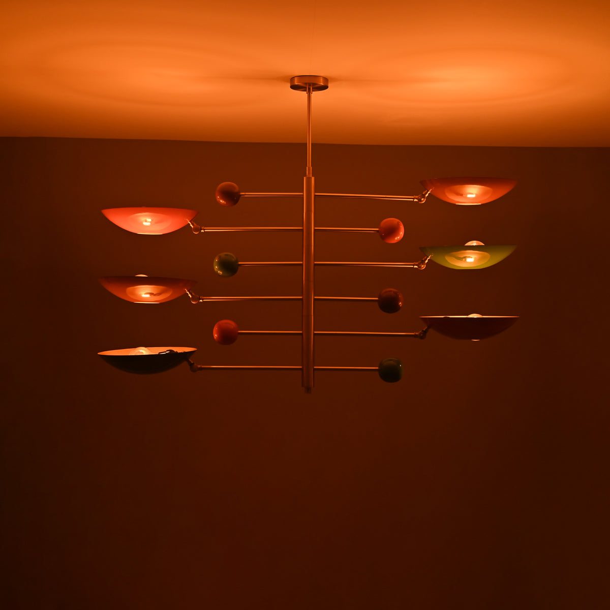 Mid-Century Modern Brass Chandelier | Custom Color Options 50” x 37” | Ceiling Uplight Fixture - 32374