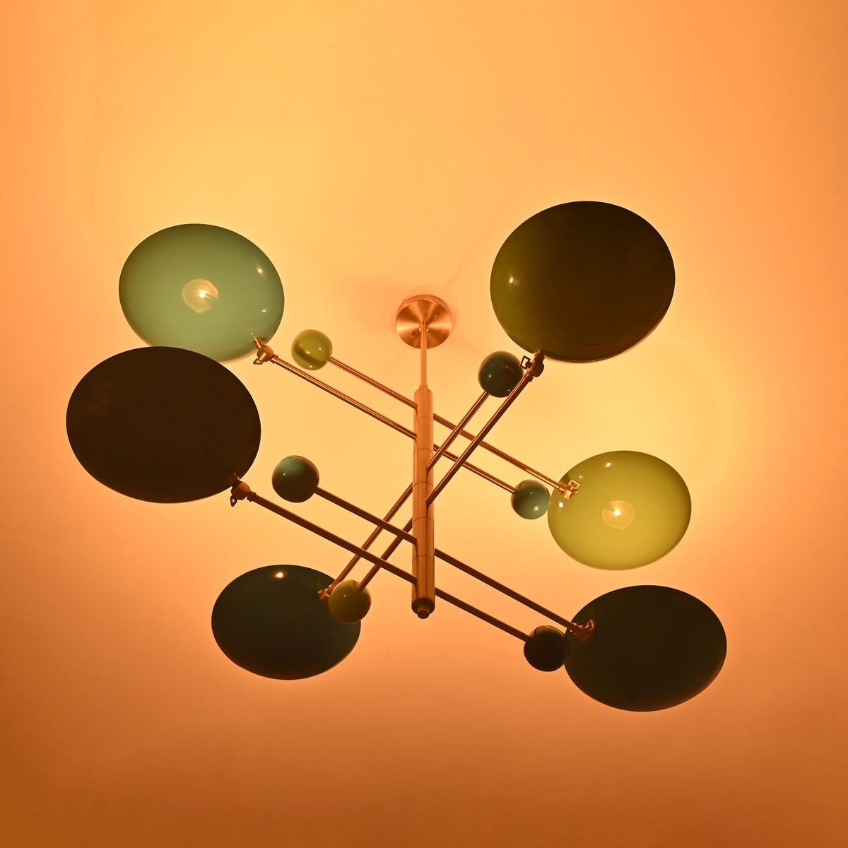 Lisbon Ortbital  -  Uplifting Brass Chandelier - 6 Lights - 32375