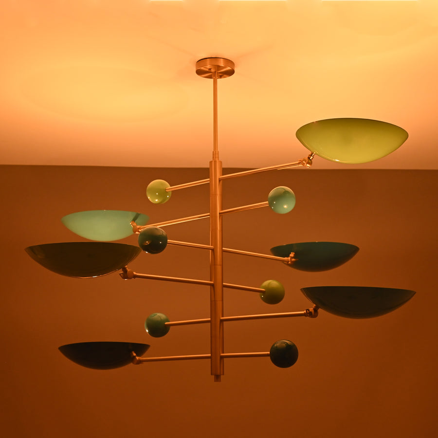 Mid-Century Modern Brass Chandelier | Custom Color Options 50” x 37” | Ceiling Uplight Fixture - 32375