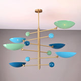 Lisbon Ortbital  -  Uplifting Brass Chandelier - 6 Lights - 32375