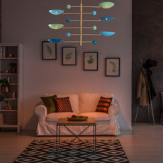 Brass Leaf Studio Industrial Brass Made, 6 Lights Curved Pendant Ceiling Lamp Mid Century Modern Raw Brass Chandelier 50