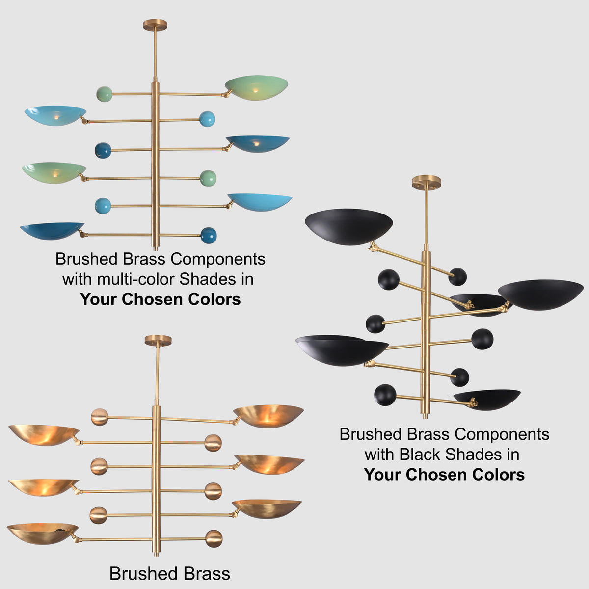 Lisbon Ortbital  -  Uplifting Brass Chandelier - 6 Lights - 32375
