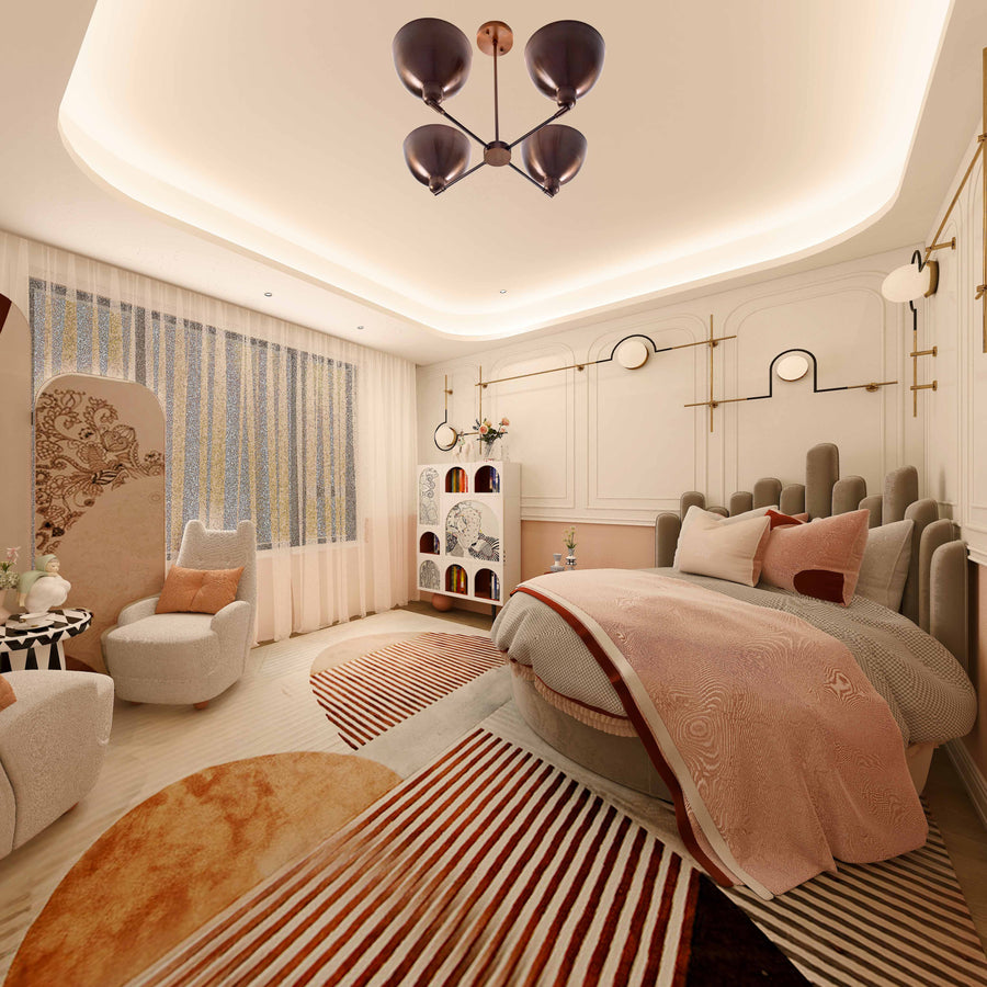 Modern Industrial Brass Chandelier – Customizable Ceiling Light Fixture Handmade | Adjustable Finish | 33"x28" - 32376