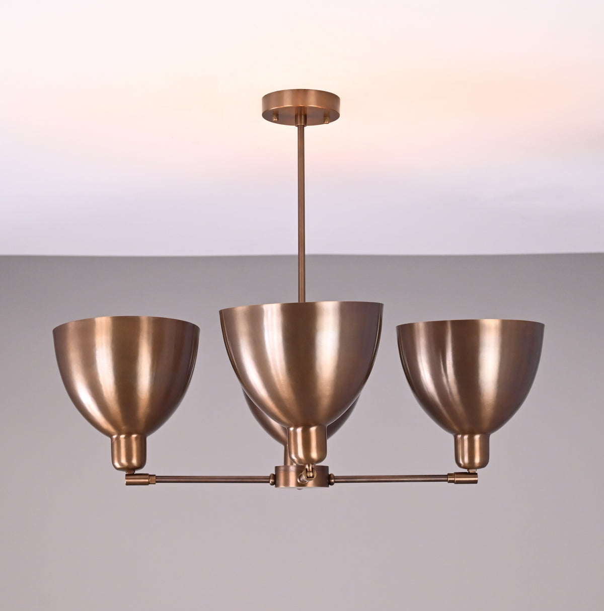 Modern Industrial Brass Chandelier – Customizable Ceiling Light Fixture Handmade | Adjustable Finish | 33"x28" - 32376