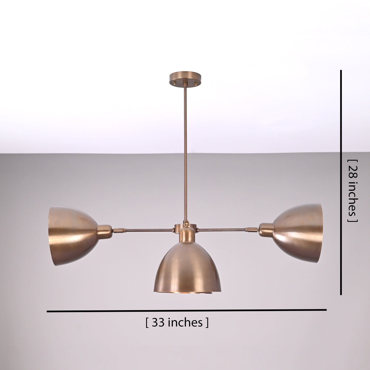 Modern Industrial Brass Chandelier – Customizable Ceiling Light Fixture Handmade | Adjustable Finish | 33"x28" - 32376