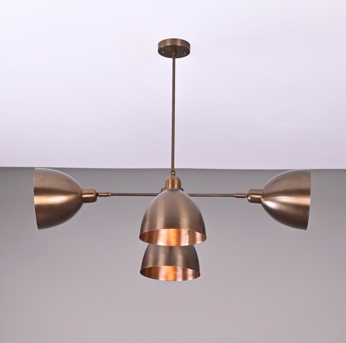Modern Industrial Brass Chandelier – Customizable Ceiling Light Fixture Handmade | Adjustable Finish | 33"x28" - 32376