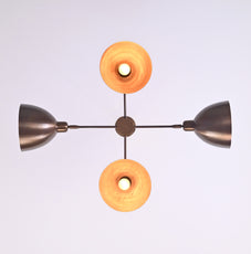 Brass Leaf Studio Industrial Brass Made, 4 Lights Pendant Mid Century Modern Raw Brass Sputnik Chandelier Light Fixture 33