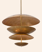 Industrial Brass Made, 6 Lights Brass Disc Lamp Fountain Ceiling Pendant Mid Century Modern Raw Brass Pendant Uplifting, No-Shadow, No-Glare, Ambience Chandelier