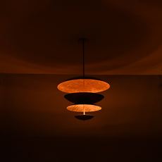 Industrial Brass Made, 6 Lights Brass Disc Lamp Fountain Ceiling Pendant Mid Century Modern Raw Brass Pendant Uplifting, No-Shadow, No-Glare, Ambience Chandelier