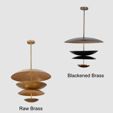 Industrial Brass Made, 6 Lights Brass Disc Lamp Fountain Ceiling Pendant Mid Century Modern Raw Brass Pendant Uplifting, No-Shadow, No-Glare, Ambience Chandelier