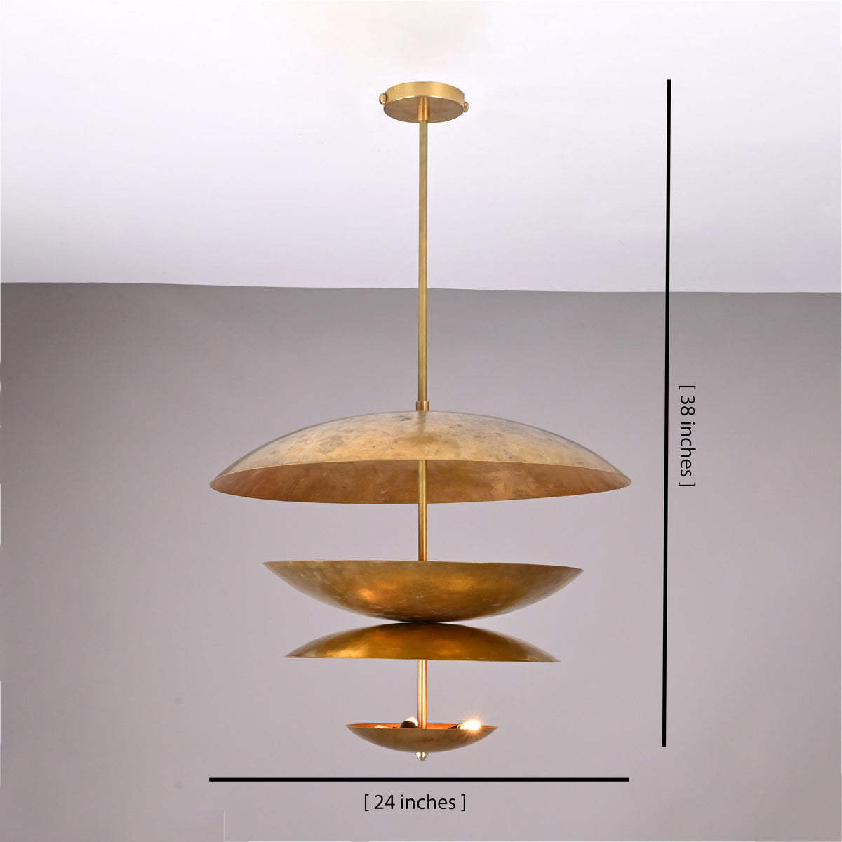 Modern Mid-Century Pendant Light | Custom Brass Chandelier | Handmade Dome Ceiling Light Fixture Adjustable Size & Finish | Patina Copper Lighting - 32378