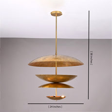 Industrial Brass Made, 6 Lights Brass Disc Lamp Fountain Ceiling Pendant Mid Century Modern Raw Brass Pendant Uplifting, No-Shadow, No-Glare, Ambience Chandelier