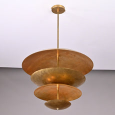Industrial Brass Made, 6 Lights Brass Disc Lamp Fountain Ceiling Pendant Mid Century Modern Raw Brass Pendant Uplifting, No-Shadow, No-Glare, Ambience Chandelier