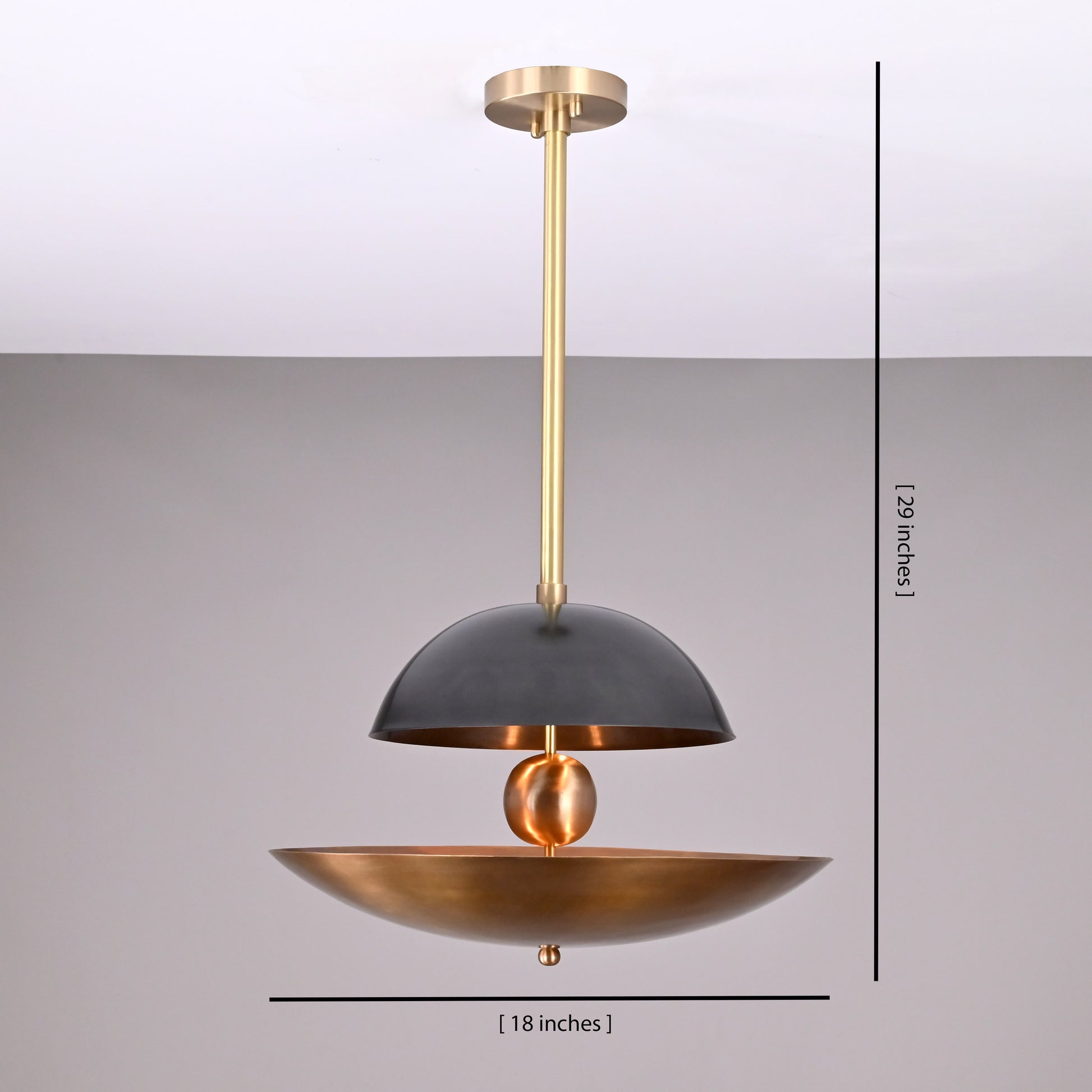 5 Lights Raw Brass Sunrise Pendant Ceiling Light Disc Chandelier 18" wide Uplifting Light by Brass Leaf Studio 32379