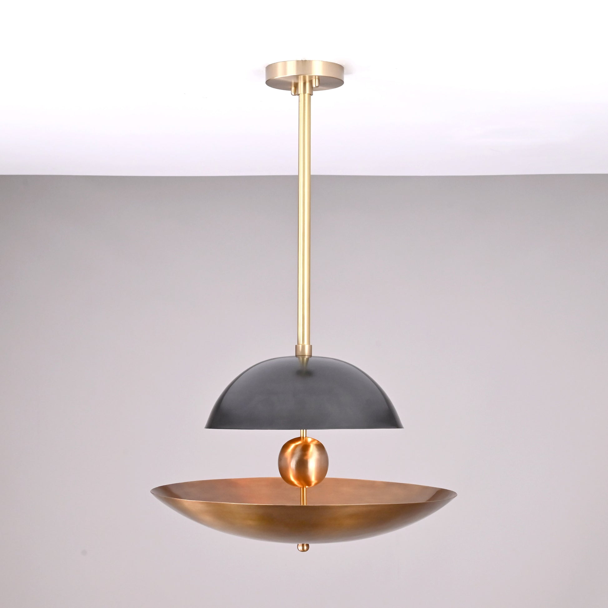 5 Lights Raw Brass Sunrise Pendant Ceiling Light Disc Chandelier 18" wide Uplifting Light by Brass Leaf Studio 32379