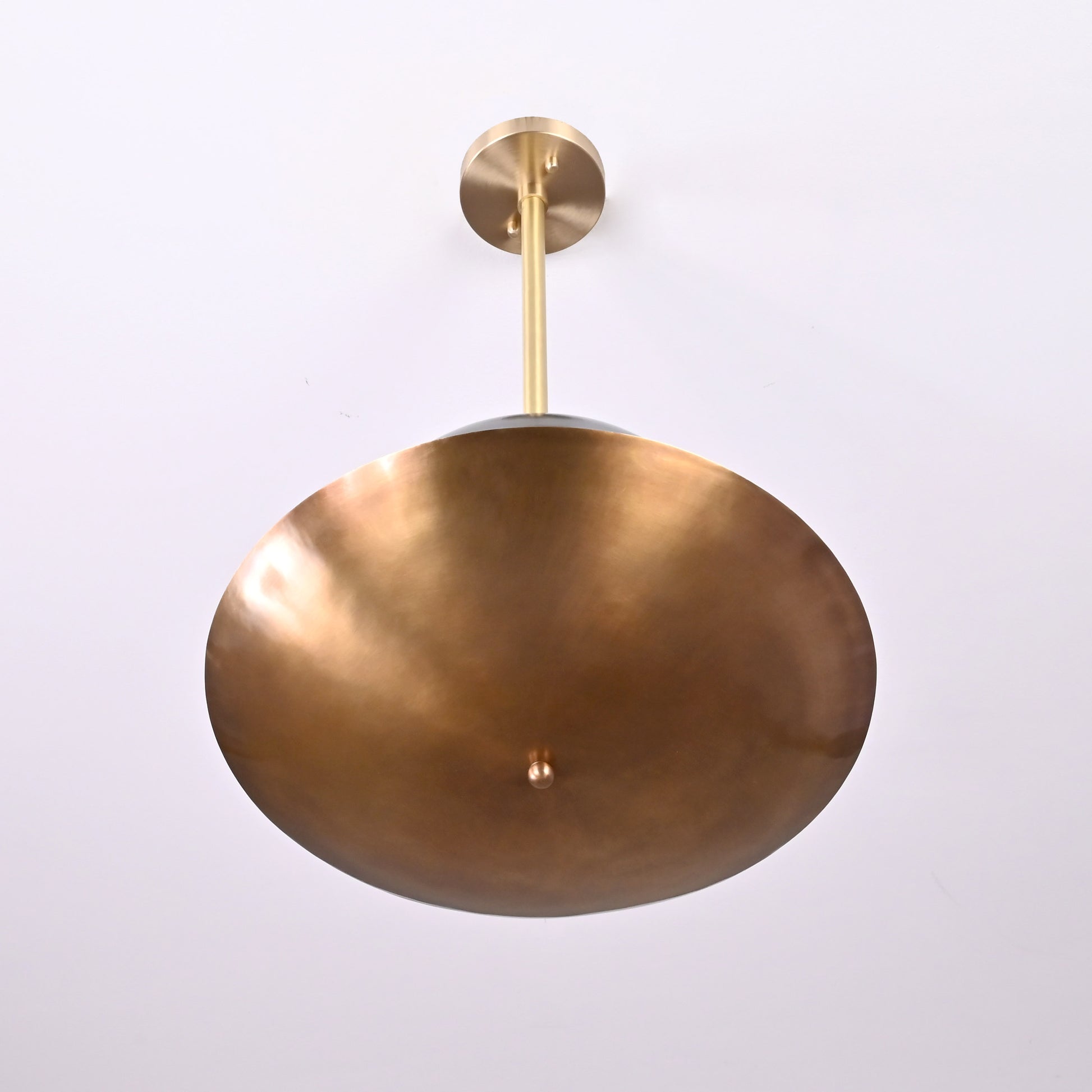 5 Lights Raw Brass Sunrise Pendant Ceiling Light Disc Chandelier 18" wide Uplifting Light by Brass Leaf Studio 32379