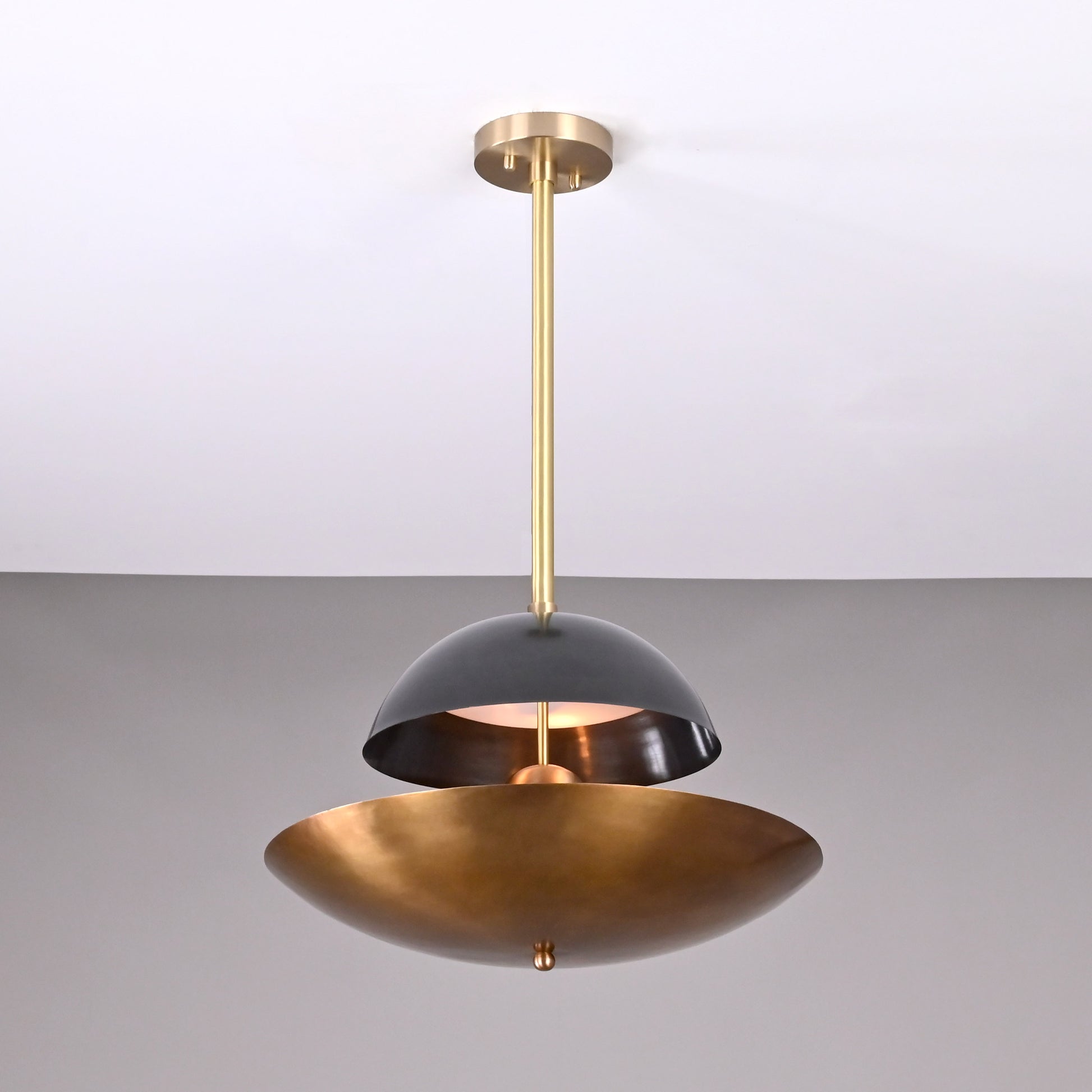 5 Lights Raw Brass Sunrise Pendant Ceiling Light Disc Chandelier 18" wide Uplifting Light by Brass Leaf Studio 32379