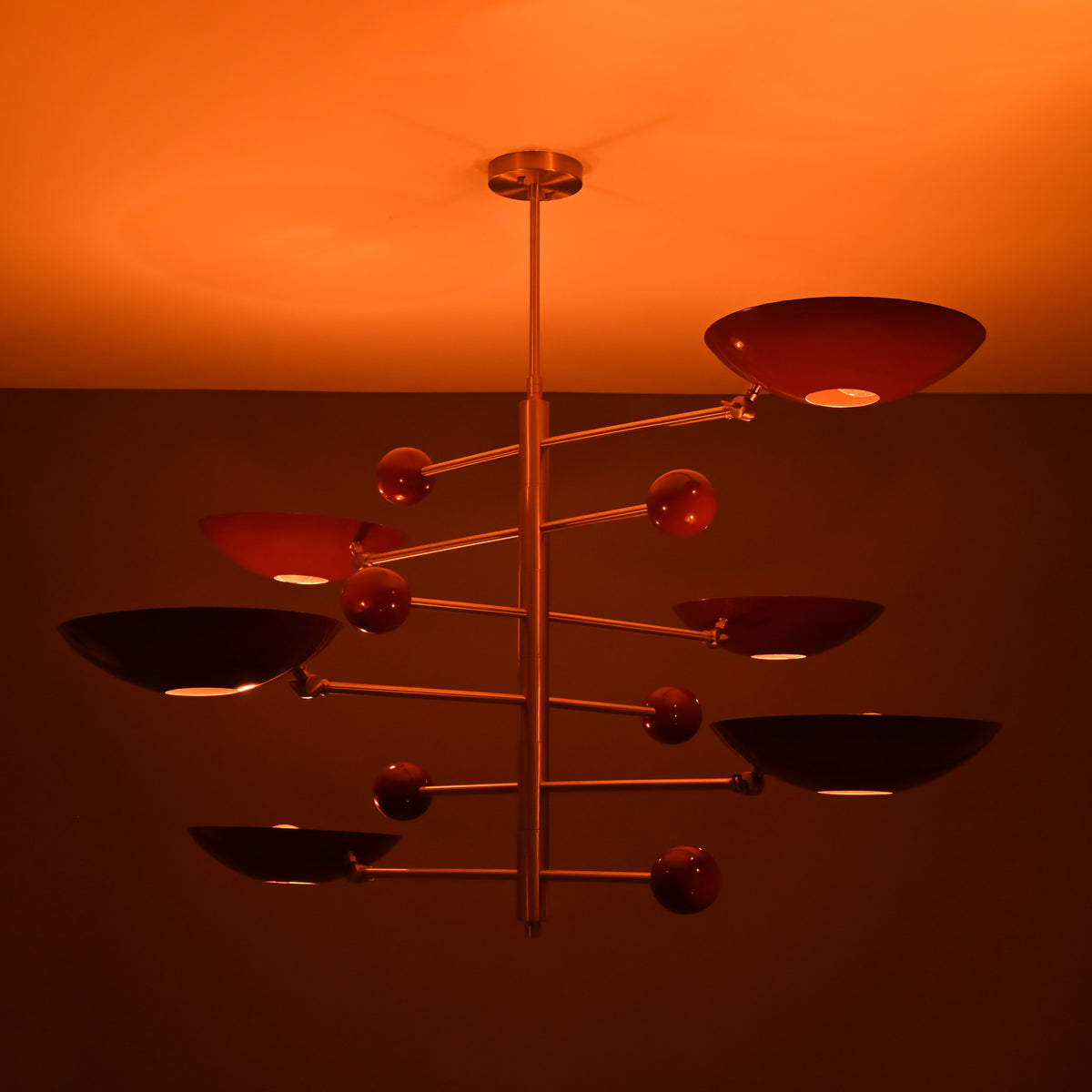 Mid-Century Modern Brass Chandelier | Custom Color Options 50” x 37” | Ceiling Uplight Fixture - 32380