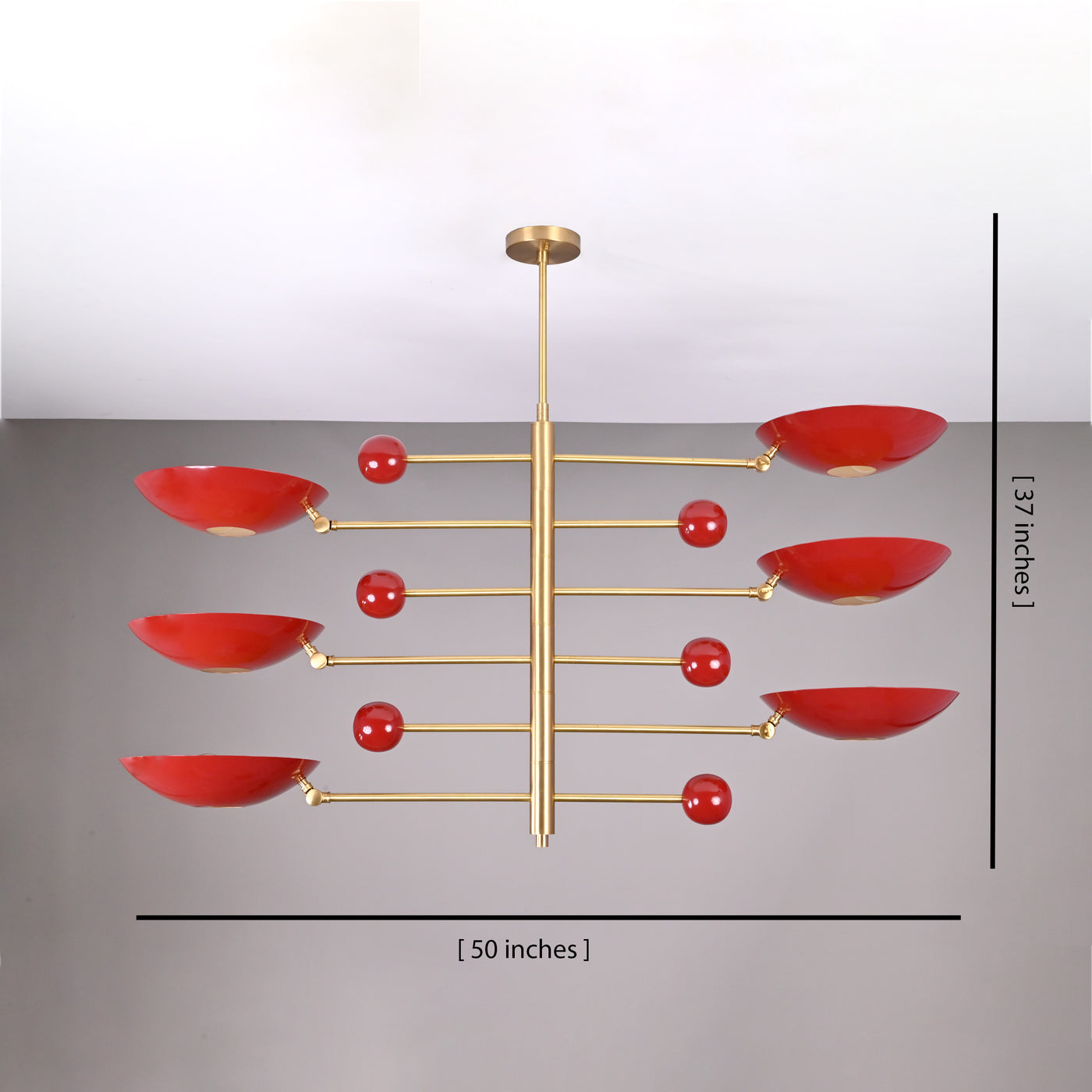 Mid-Century Modern Brass Chandelier | Custom Color Options 50” x 37” | Ceiling Uplight Fixture - 32380