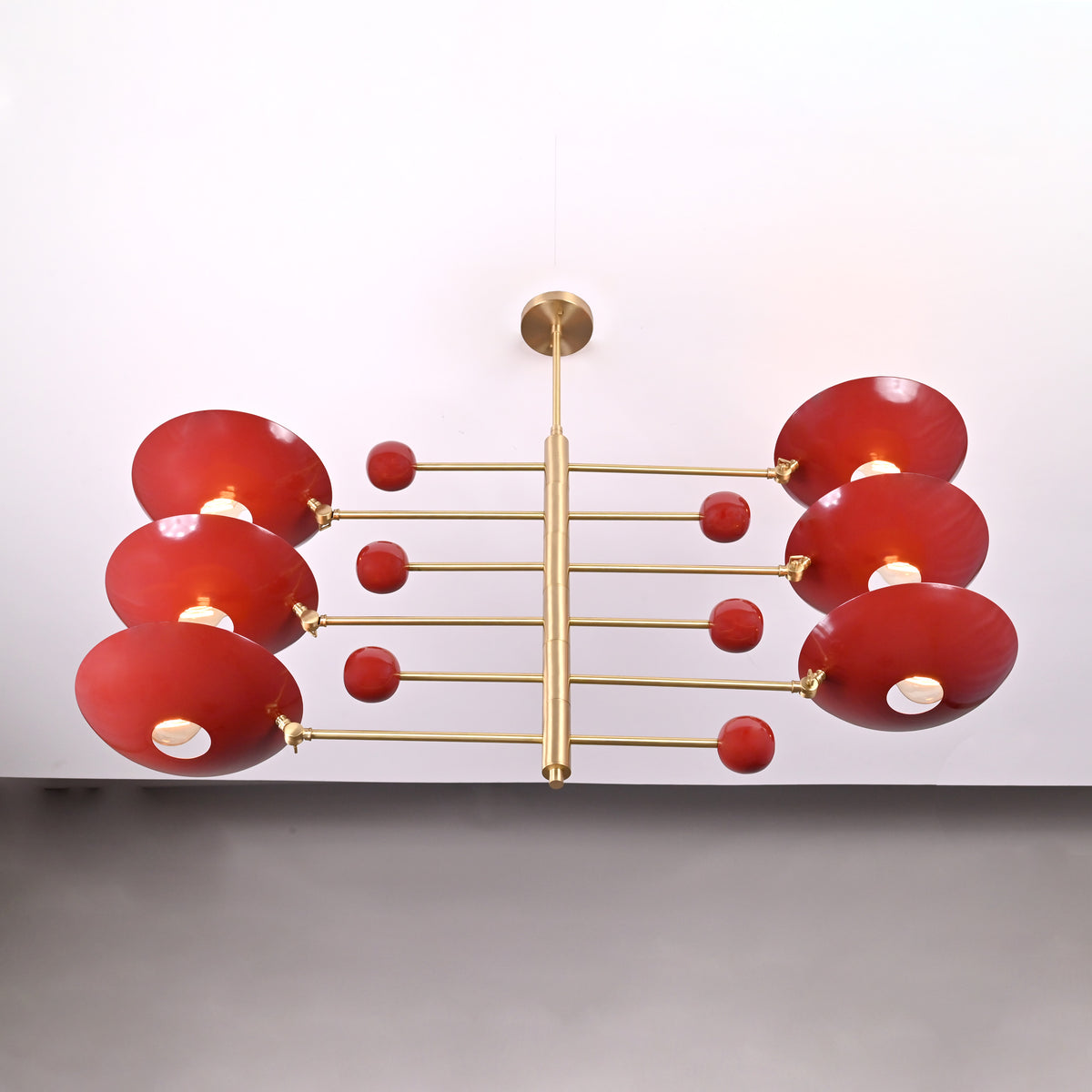 Mid-Century Modern Brass Chandelier | Custom Color Options 50” x 37” | Ceiling Uplight Fixture - 32380