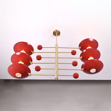 Industrial Brass Made, 6 Lights Large Brass Pendant Light Orbital Lamp Mid Century Modern Chandelier Ceiling Light 50