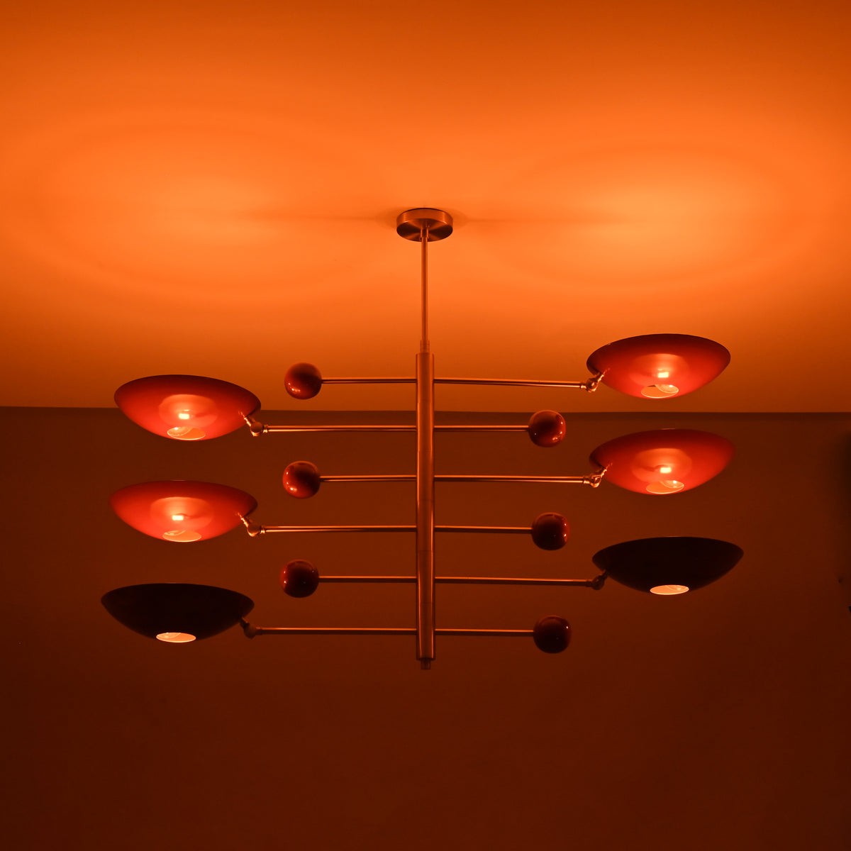 Mid-Century Modern Brass Chandelier | Custom Color Options 50” x 37” | Ceiling Uplight Fixture - 32380