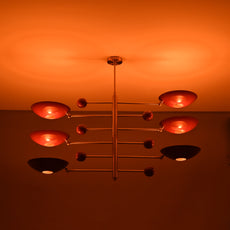 Industrial Brass Made, 6 Lights Large Brass Pendant Light Orbital Lamp Mid Century Modern Chandelier Ceiling Light 50