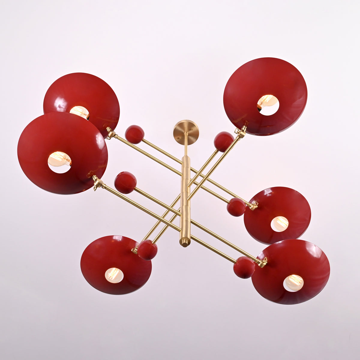 Mid-Century Modern Brass Chandelier | Custom Color Options 50” x 37” | Ceiling Uplight Fixture - 32380