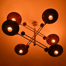 Industrial Brass Made, 6 Lights Large Brass Pendant Light Orbital Lamp Mid Century Modern Chandelier Ceiling Light 50