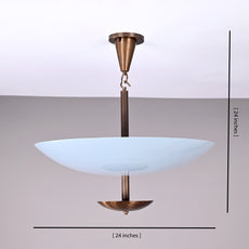 Industrial Brass Made, 6 Light Elegant Ceiling Flush Mount Pendant Mid Century Modern Raw Brass Finish Disc Chandelier Lamp Fixture, No Shadow, Ambient, no-Glare