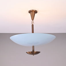 Industrial Brass Made, 6 Light Elegant Ceiling Flush Mount Pendant Mid Century Modern Raw Brass Finish Disc Chandelier Lamp Fixture, No Shadow, Ambient, no-Glare