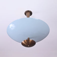 Industrial Brass Made, 6 Light Elegant Ceiling Flush Mount Pendant Mid Century Modern Raw Brass Finish Disc Chandelier Lamp Fixture, No Shadow, Ambient, no-Glare