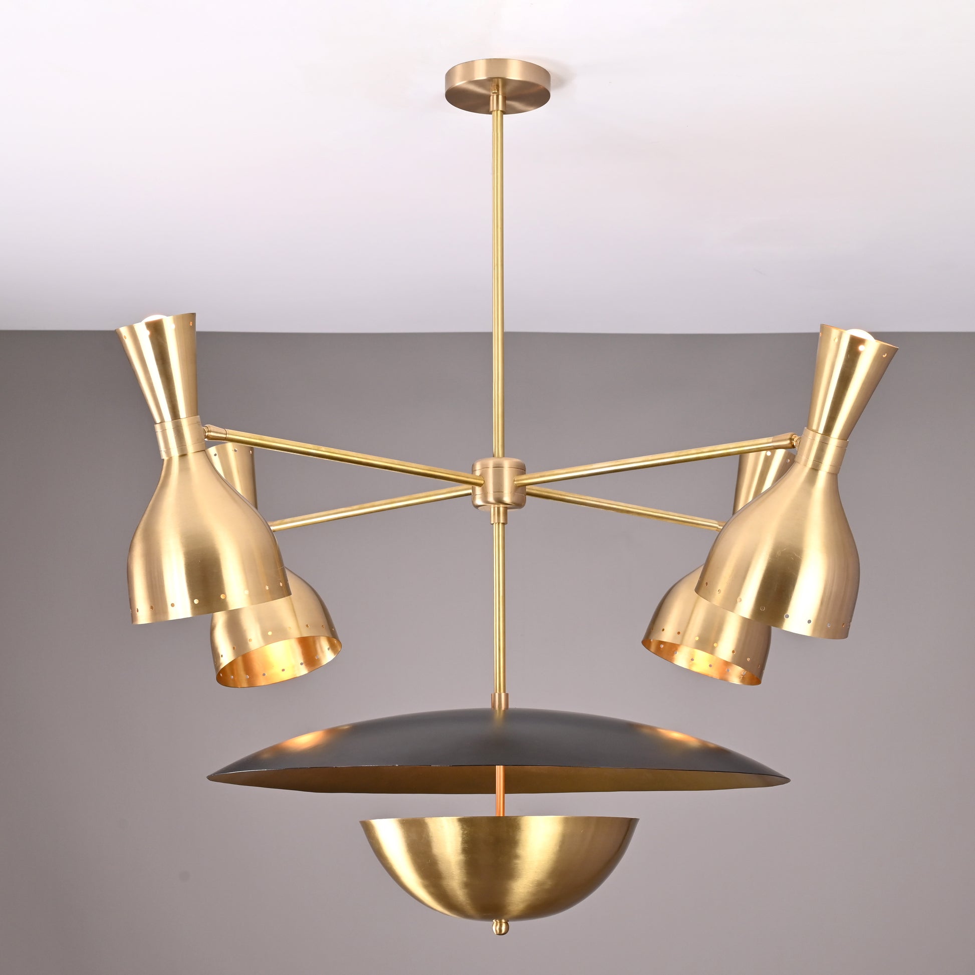 12 Lights Gorgeous Raw Brass Pendant Ceiling Lamp, Brushed Brass Finish Mid-century Chandelier 43 Inches Wide Heavy Duty Fixture 32383