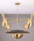 12 Lights Gorgeous Raw Brass Pendant Ceiling Lamp, Brushed Brass Finish Mid-century Chandelier 43 Inches Wide Heavy Duty Fixture 32383