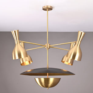 12 Lights Gorgeous Raw Brass Pendant Ceiling Lamp, Brushed Brass Finish Mid-century Chandelier 43 Inches Wide Heavy Duty Fixture 32383