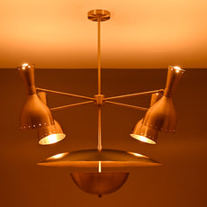 Industrial Brass Made, 12 Lights Gorgeous Brass Crown Ceiling Light, Pure Brass Mid-Century Modern Pendant lamp 43 Inches Wide Crown Chandelier, Heavy Duty Fixture