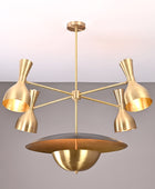 12 Lights Gorgeous Raw Brass Pendant Ceiling Lamp, Brushed Brass Finish Mid-century Chandelier 43 Inches Wide Heavy Duty Fixture 32383