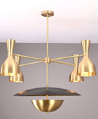 12 Lights Gorgeous Raw Brass Pendant Ceiling Lamp, Brushed Brass Finish Mid-century Chandelier 43 Inches Wide Heavy Duty Fixture 32383