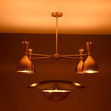 Industrial Brass Made, 12 Lights Gorgeous Brass Crown Ceiling Light, Pure Brass Mid-Century Modern Pendant lamp 43 Inches Wide Crown Chandelier, Heavy Duty Fixture