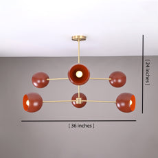 Industrial Brass Made, 6 Lights Brass Ceiling Light, Pure Brass Mid-Century Modern Pendant lamp 36 Inches Wide Chandelier, Heavy Duty Sputnik Lamp Fixture