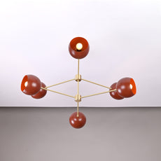 Industrial Brass Made, 6 Lights Brass Ceiling Light, Pure Brass Mid-Century Modern Pendant lamp 36 Inches Wide Chandelier, Heavy Duty Sputnik Lamp Fixture