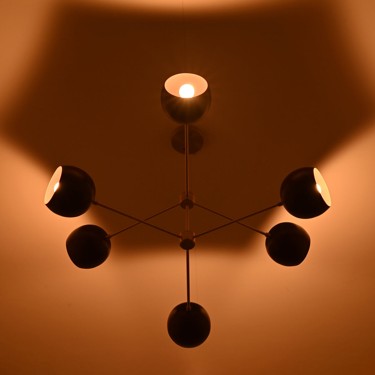 Modern Mid-Century Sputnik Chandelier – Custom Brass Light Fixture - 32384