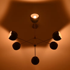 Industrial Brass Made, 6 Lights Brass Ceiling Light, Pure Brass Mid-Century Modern Pendant lamp 36 Inches Wide Chandelier, Heavy Duty Sputnik Lamp Fixture