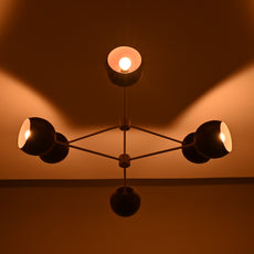 Industrial Brass Made, 6 Lights Brass Ceiling Light, Pure Brass Mid-Century Modern Pendant lamp 36 Inches Wide Chandelier, Heavy Duty Sputnik Lamp Fixture