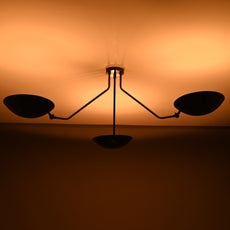 Mid-Century Modern Brass Chandelier | Customizable Flush-Mount Ceiling Light 3-Arm Adjustable Light Fixture - 32385