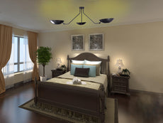Mid-Century Modern Brass Chandelier | Customizable Flush-Mount Ceiling Light 3-Arm Adjustable Light Fixture - 32385